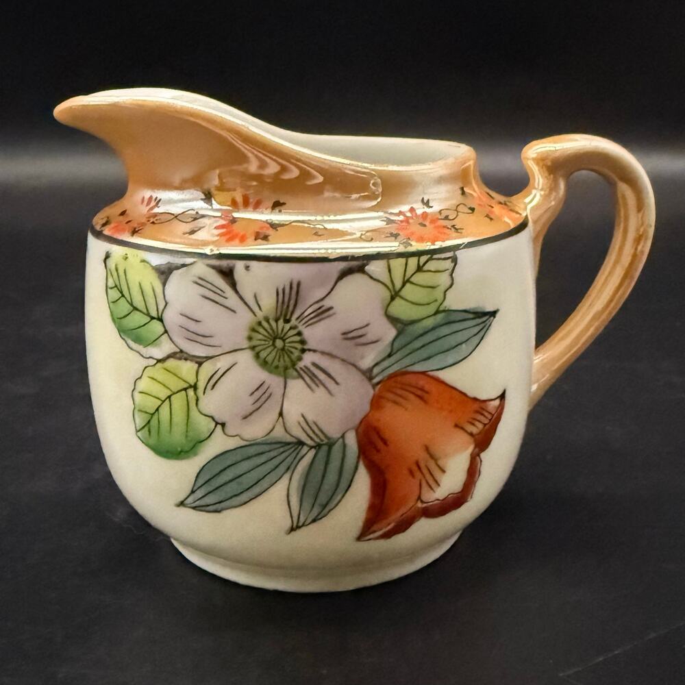 Vintage Lusterware Floral Creamer Pitcher Japanese Made In Japan